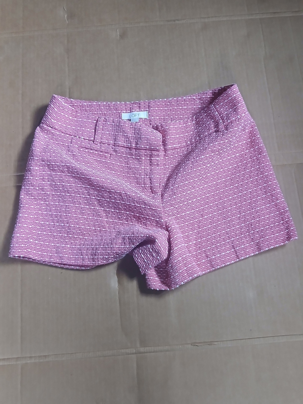 LOFT Pink Textured Tweed Bermuda Shorts Size 4